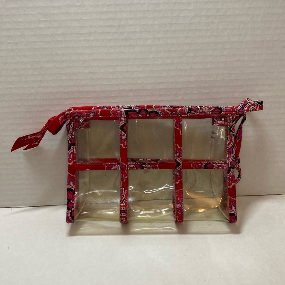 Vera Bradley Cosmetic case clear plastic with red fabric